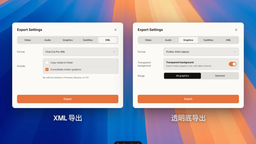 The ChatCut export panel with video and editable timeline delivery options